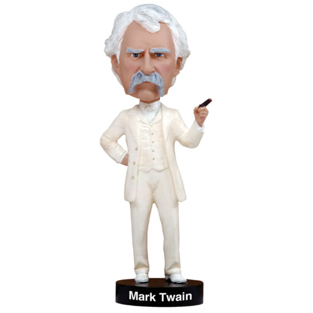 Mark Twain Bobblehead featuring detailed craftsmanship and iconic likeness of the famous author.