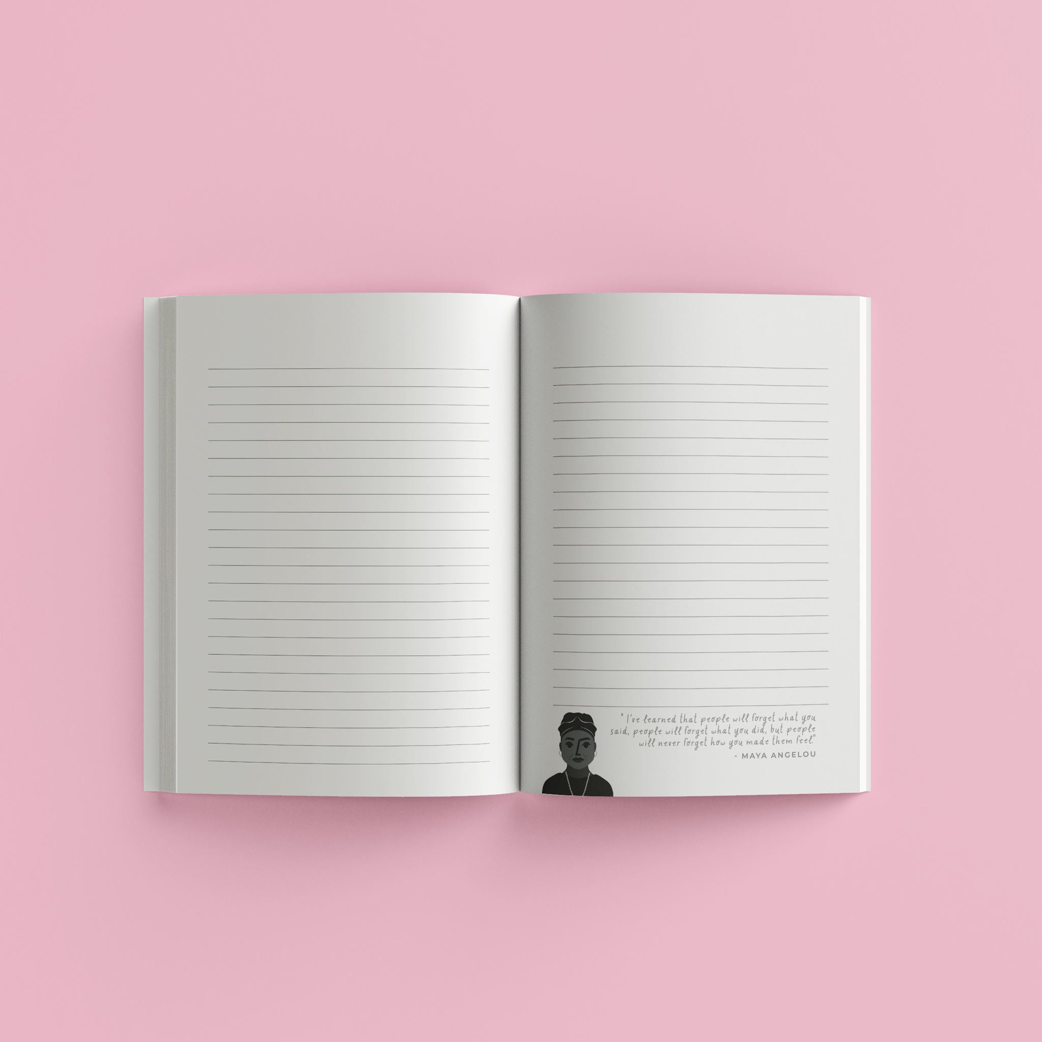 Maya Angelou Trailblazer Journal featuring a durable cover and lined pages with motivational quotes.