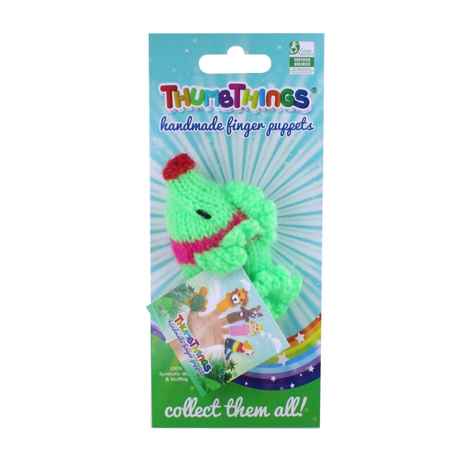 Neon Green Fish Finger Puppet, handcrafted with vibrant colors and unique design, showcasing artisan craftsmanship from Peru.