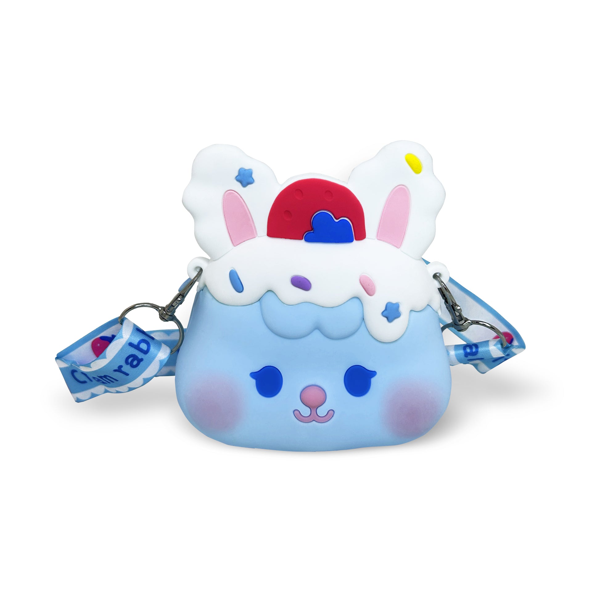 Blaue Hase Umhängetasche von Ogi Mogi Toys mit buntem Design, ideal für Mädchen und Frauen.