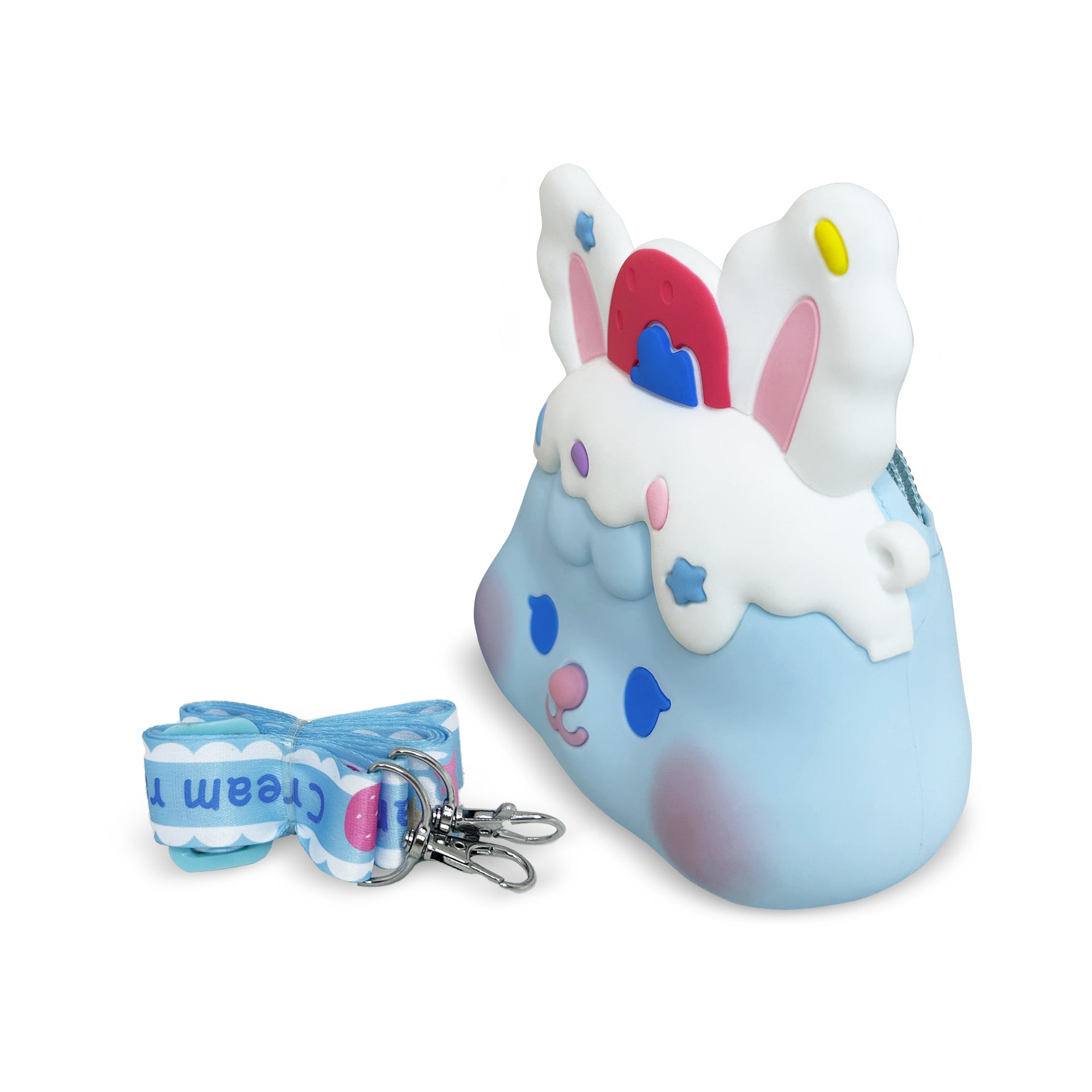 Blaue Hase Umhängetasche von Ogi Mogi Toys mit buntem Design, ideal für Mädchen und Frauen.