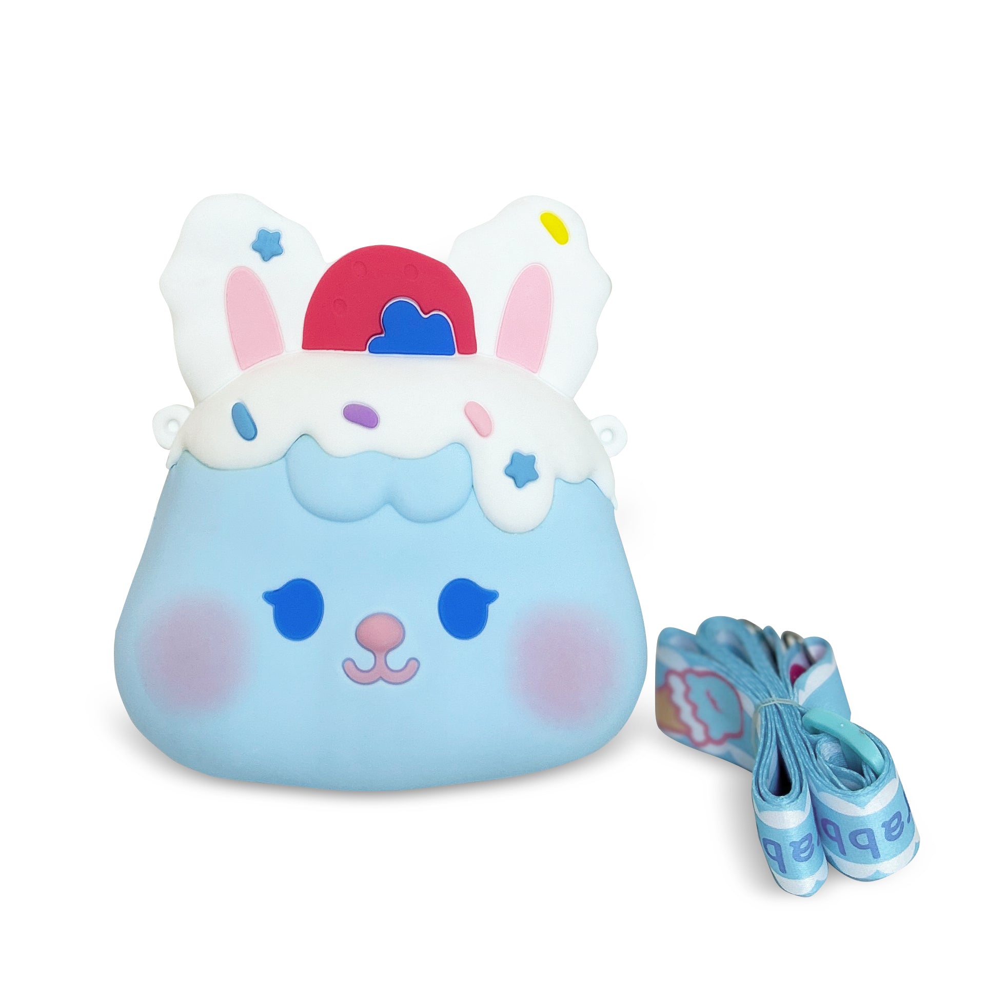 Blaue Hase Umhängetasche von Ogi Mogi Toys mit buntem Design, ideal für Mädchen und Frauen.