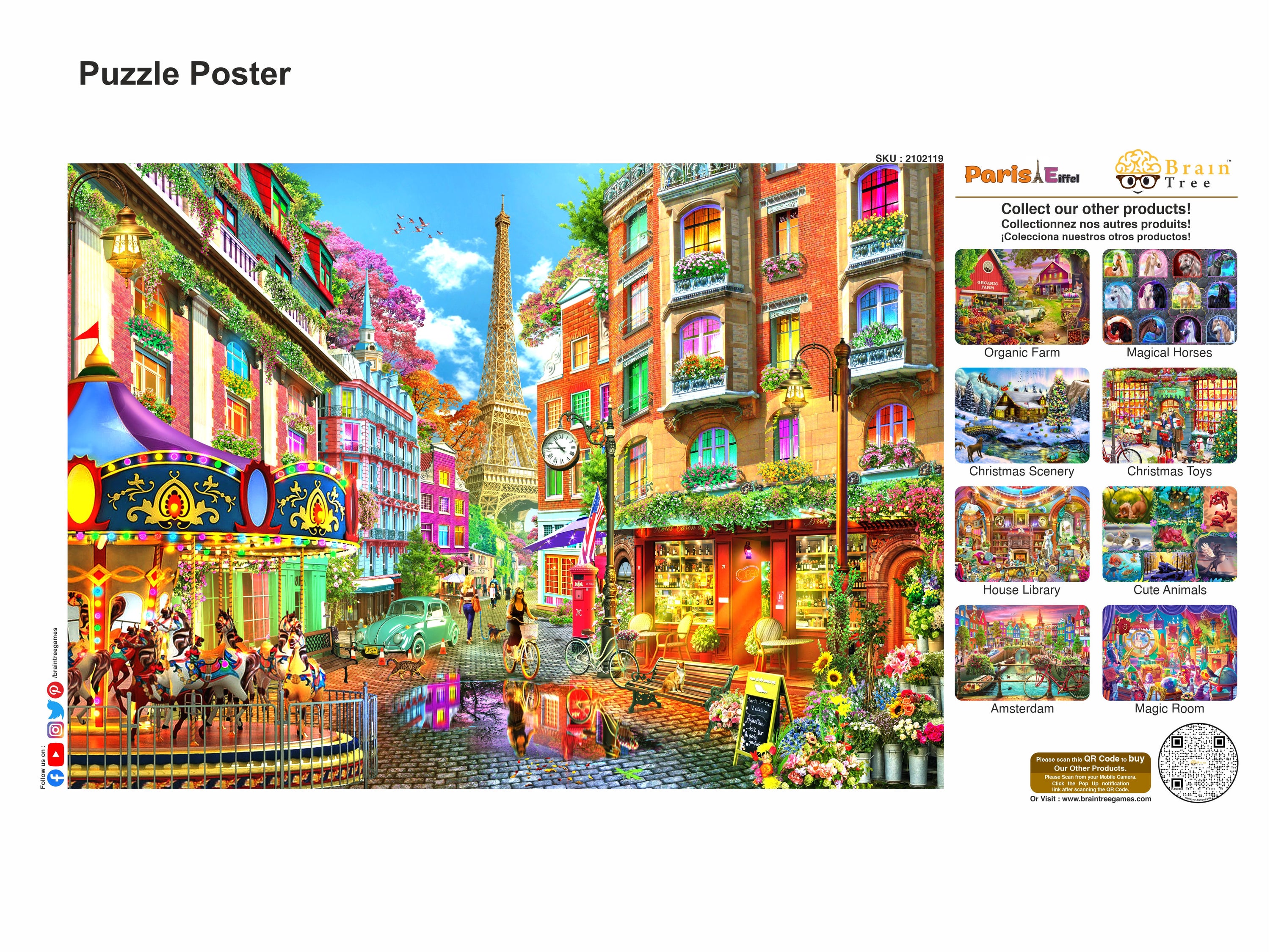 A beautifully designed 1000 piece jigsaw puzzle featuring the Eiffel Tower in Paris, showcasing vibrant colors and intricate details.