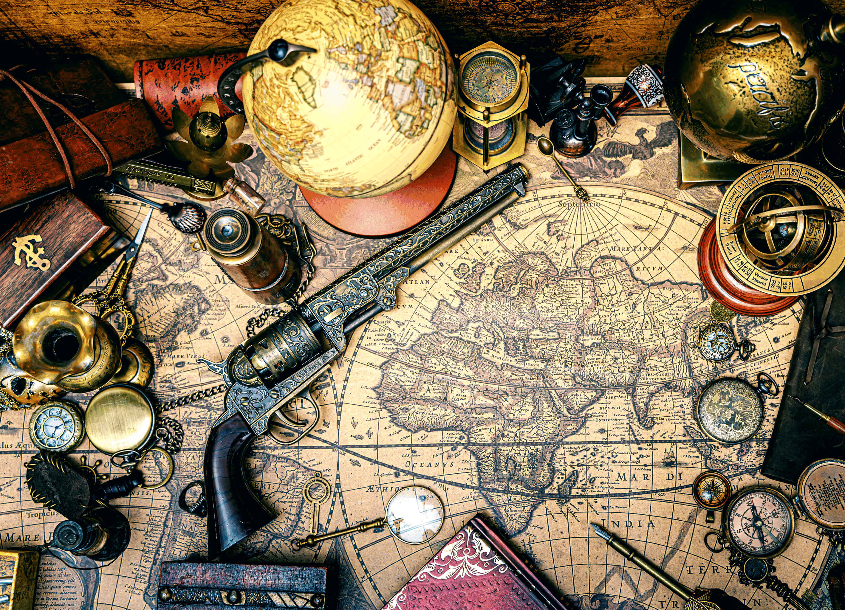 Pirates Table Jigsaw Puzzle featuring vibrant colors and intricate pirate-themed details, perfect for puzzle enthusiasts.