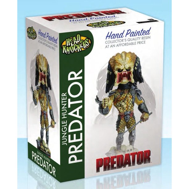 9-inch tall Predator bobblehead with spear, hand-painted and detailed, from the 1987 sci-fi movie.