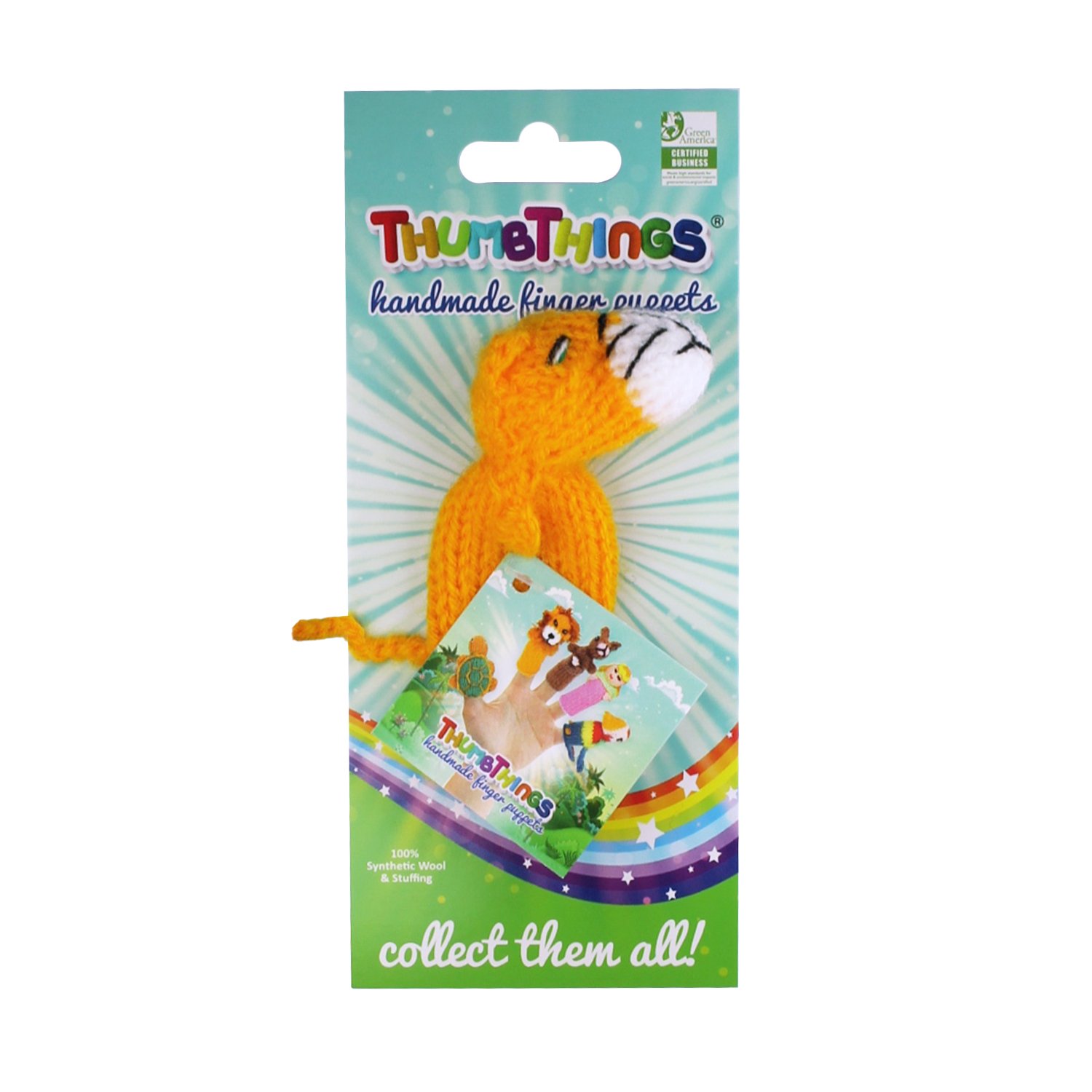 Colorful Puma Finger Puppet handcrafted by Peruvian artisans, showcasing unique designs and vibrant colors.