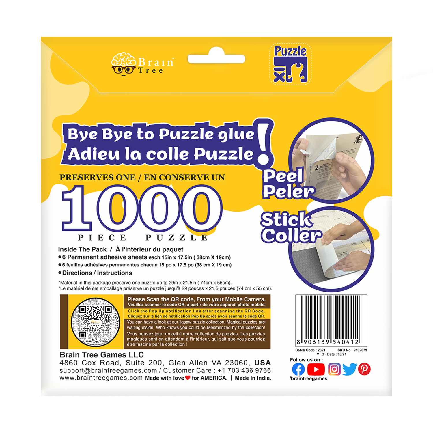 Puzzle Fix permanent puzzle sticker applied to a completed jigsaw puzzle, ready for framing and display.