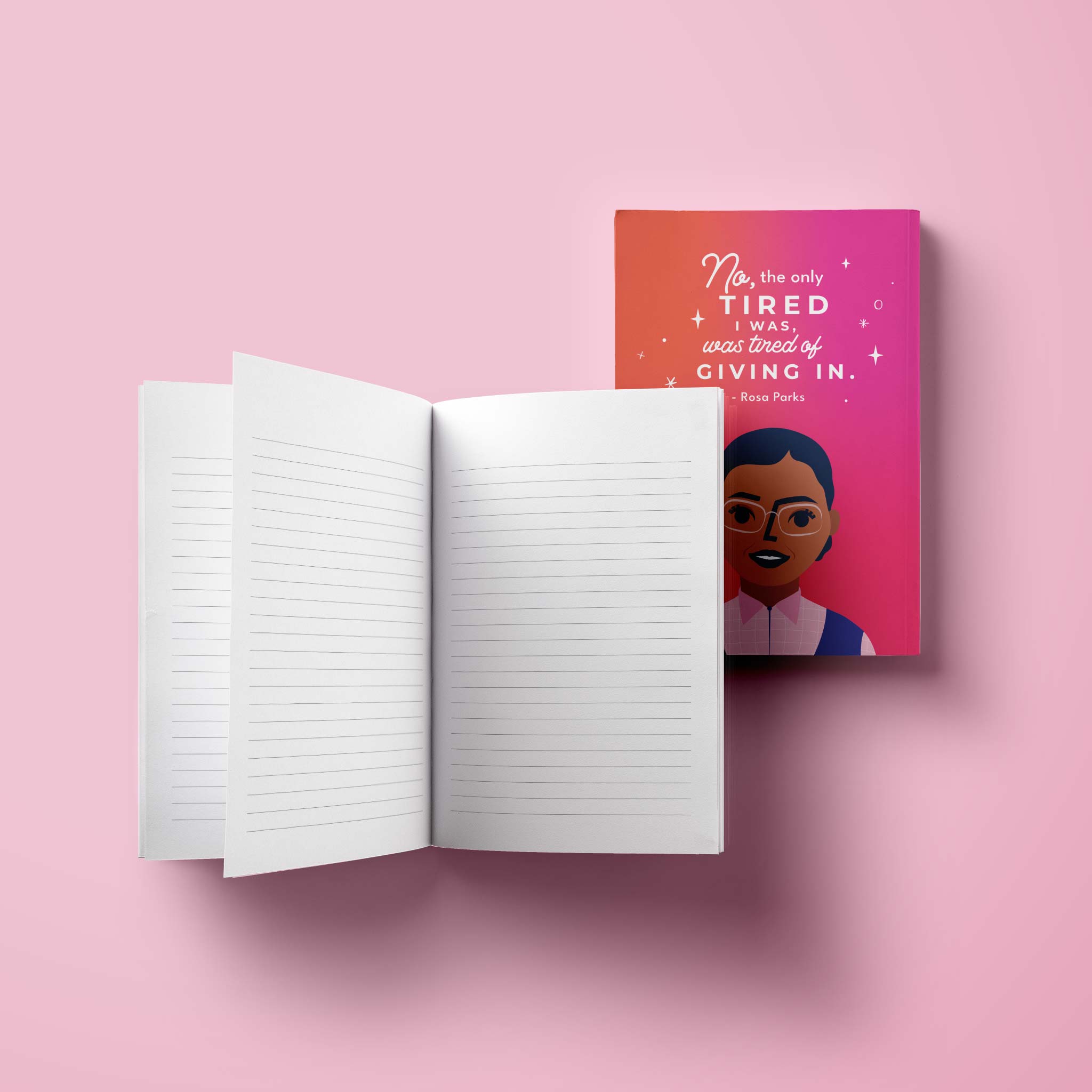 Rosa Parks Trailblazer Journal featuring a durable cover and lined pages with motivational quotes.