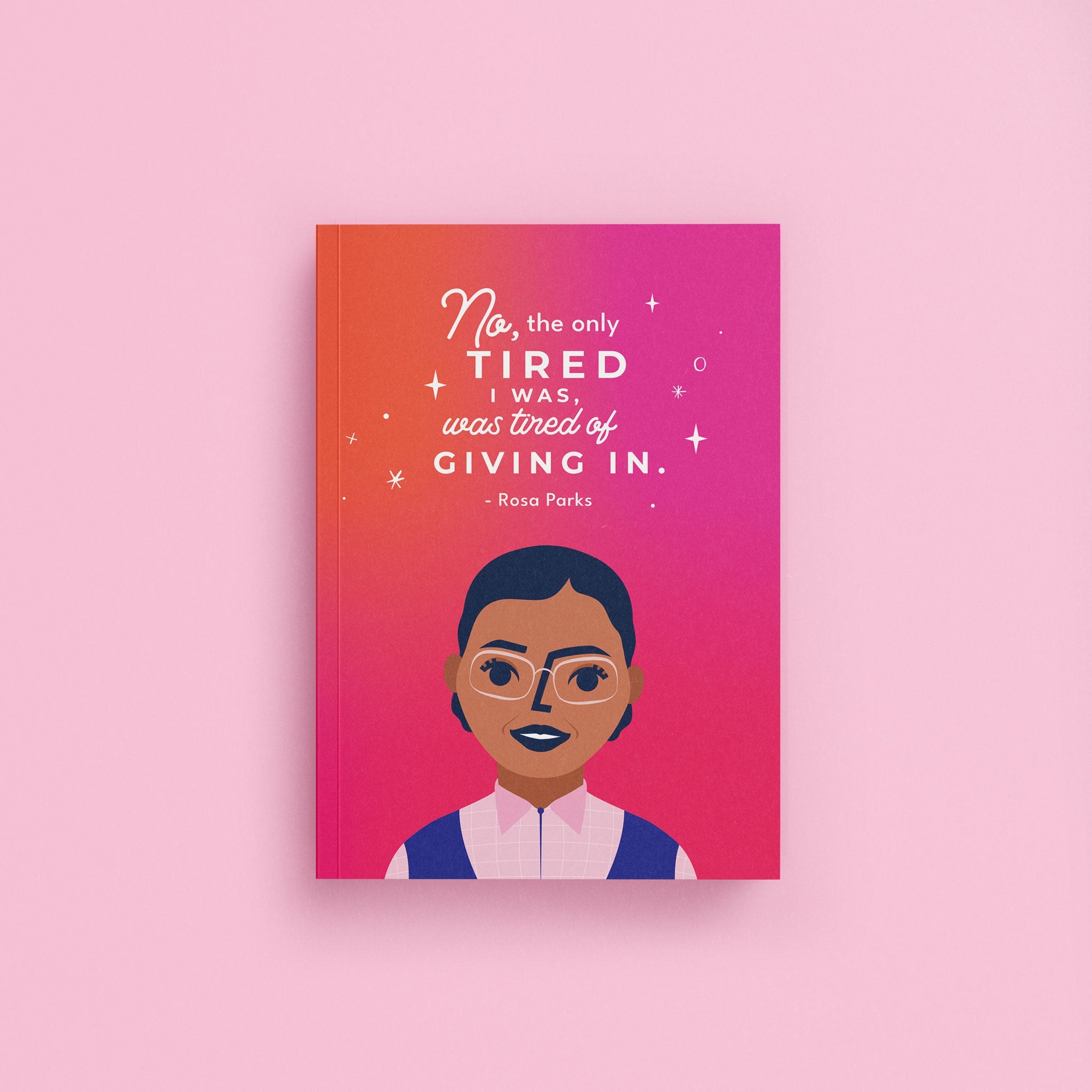 Rosa Parks Trailblazer Journal featuring a durable cover and lined pages with motivational quotes.