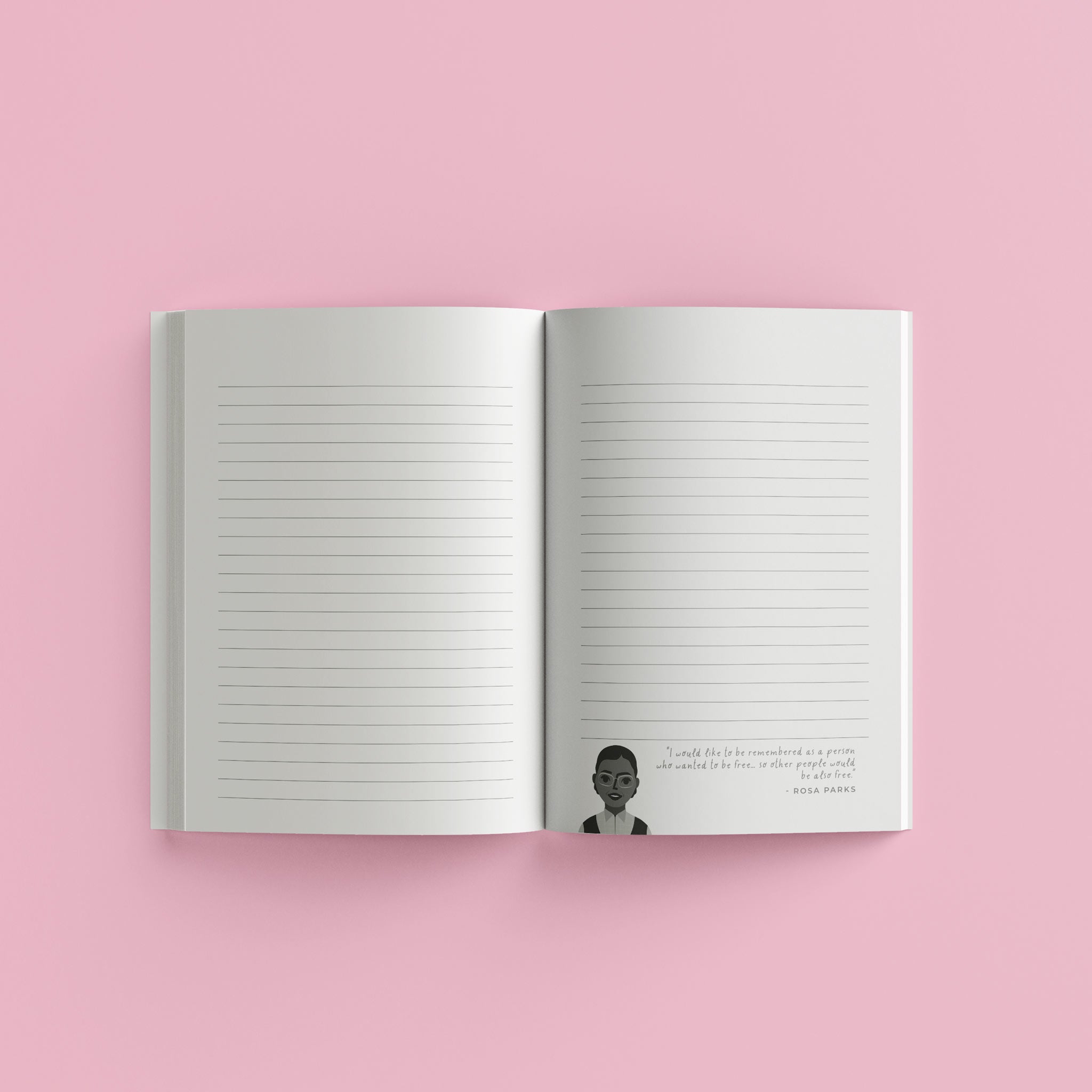 Rosa Parks Trailblazer Journal featuring a durable cover and lined pages with motivational quotes.