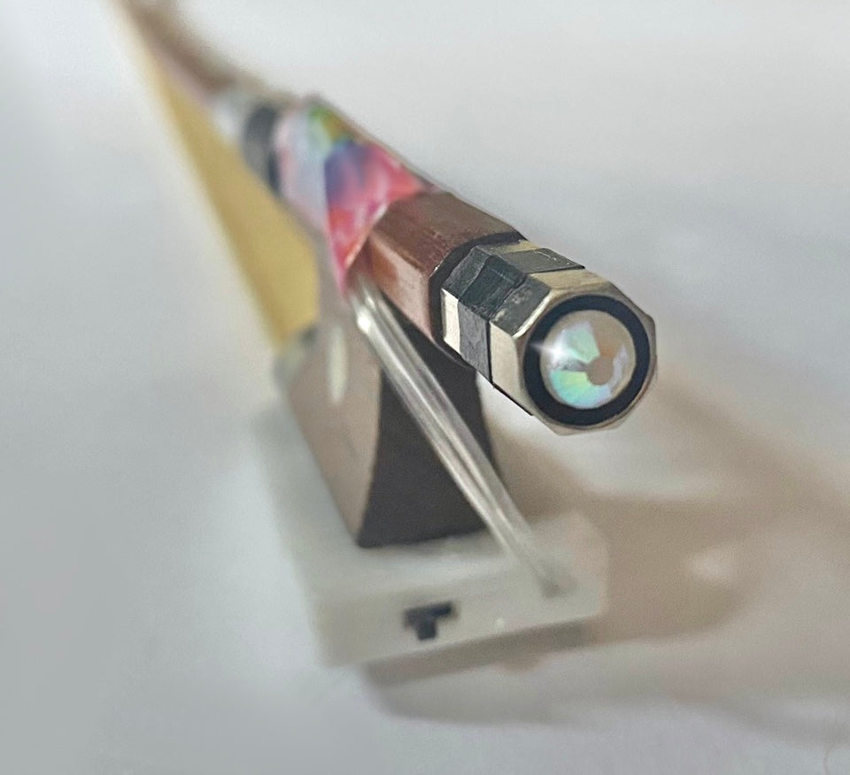 Rozanna's Cello Multi Color Glow Bow featuring vibrant mini lights and quality Brazilwood construction with ebony fittings.