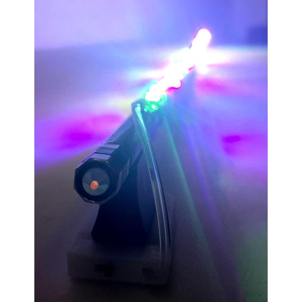 Rozanna's CELLO Multi Color Glow Bow with vibrant LED lights and sparkly frog design, perfect for cello players.