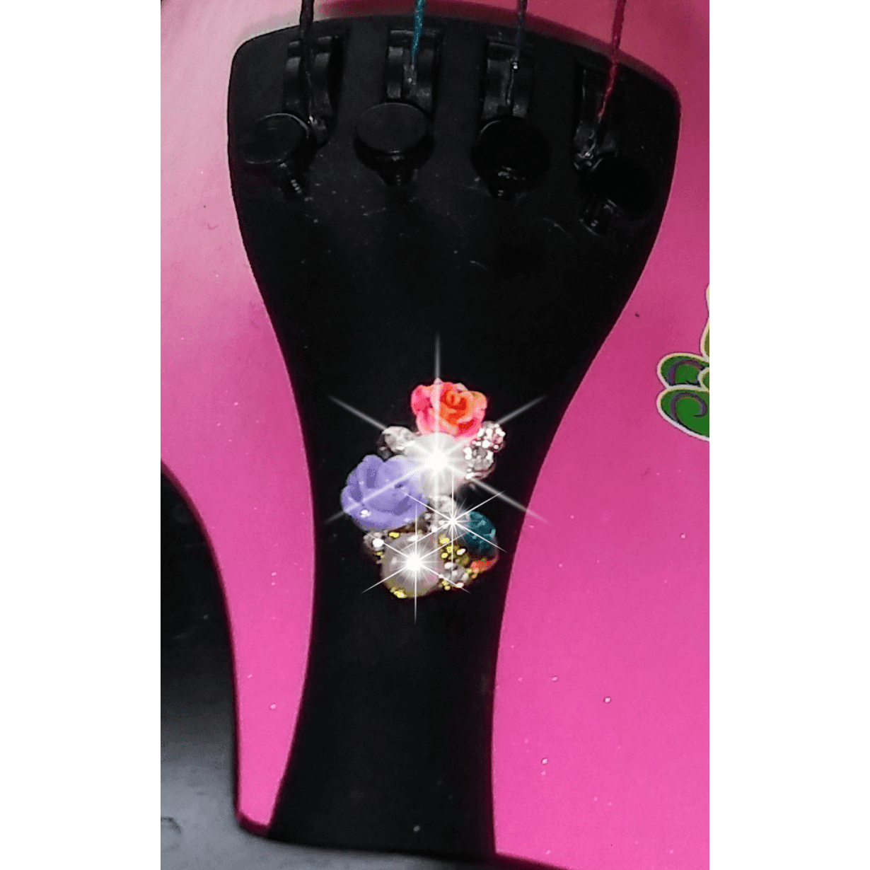 Rozanna's Rose Cluster Crystalline & Pearl Violin Tailpiece featuring elegant rose design with crystalline and pearl accents.