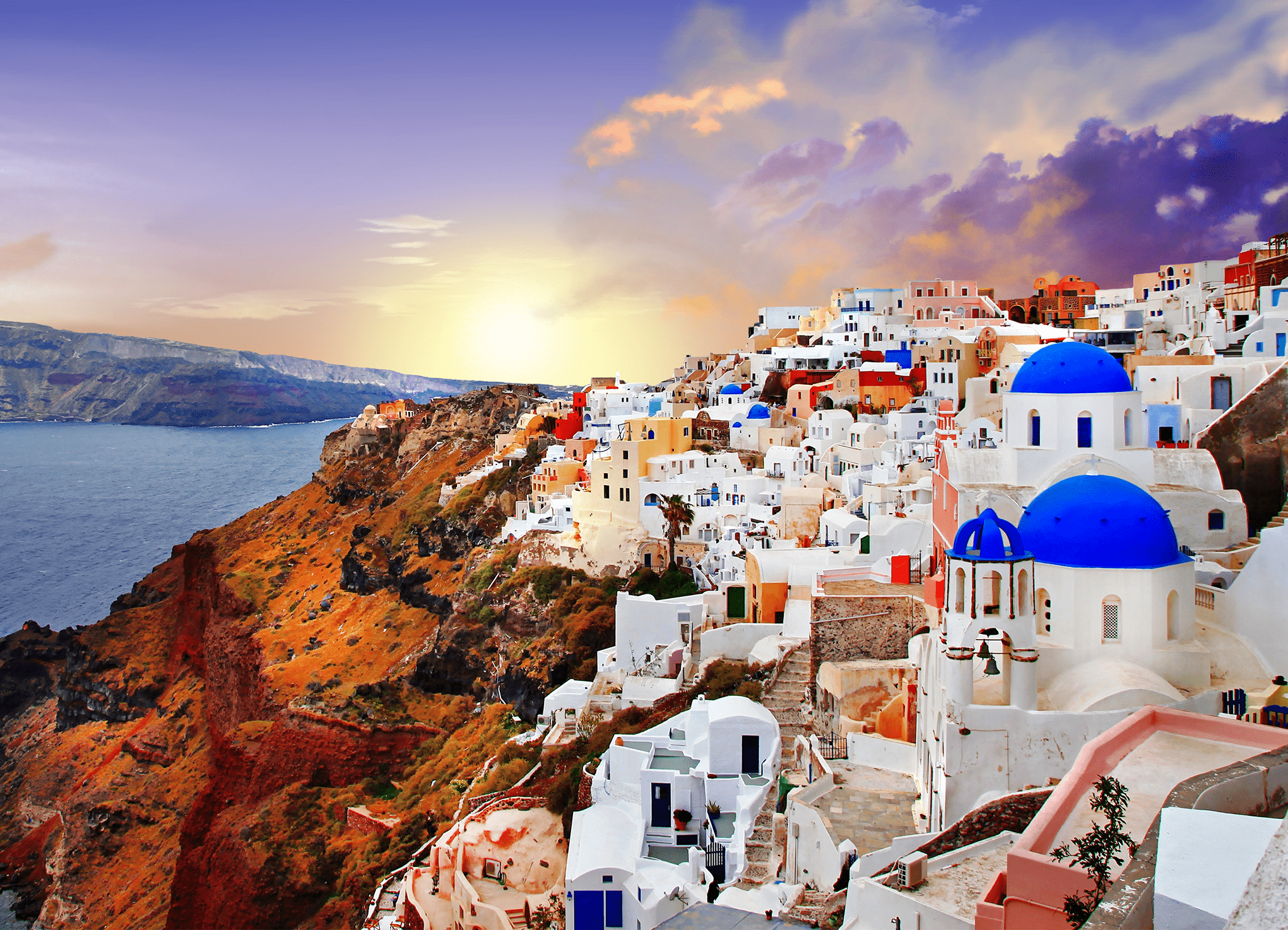 Santorini Jigsaw Puzzle showcasing vibrant sea views and unique architectural designs, perfect for puzzle enthusiasts.