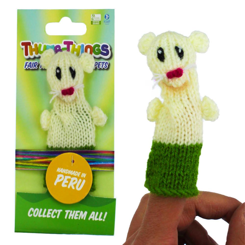 A handcrafted Snowman Finger Puppet featuring a dark blue scarf, made from synthetic wool, perfect for imaginative play.