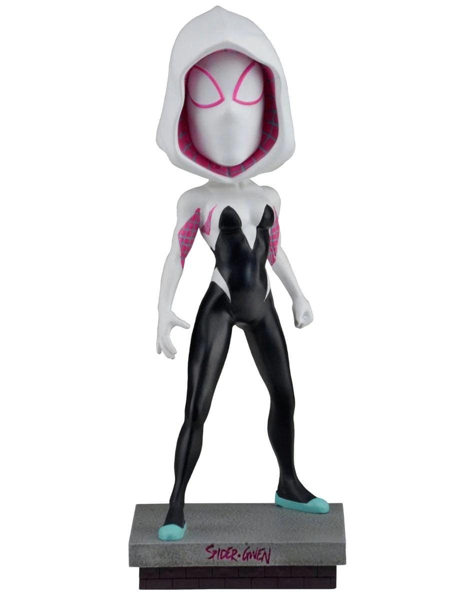 Spider-Gwen Bobblehead figure standing 8 inches tall, showcasing intricate details and vibrant colors, perfect for collectors.