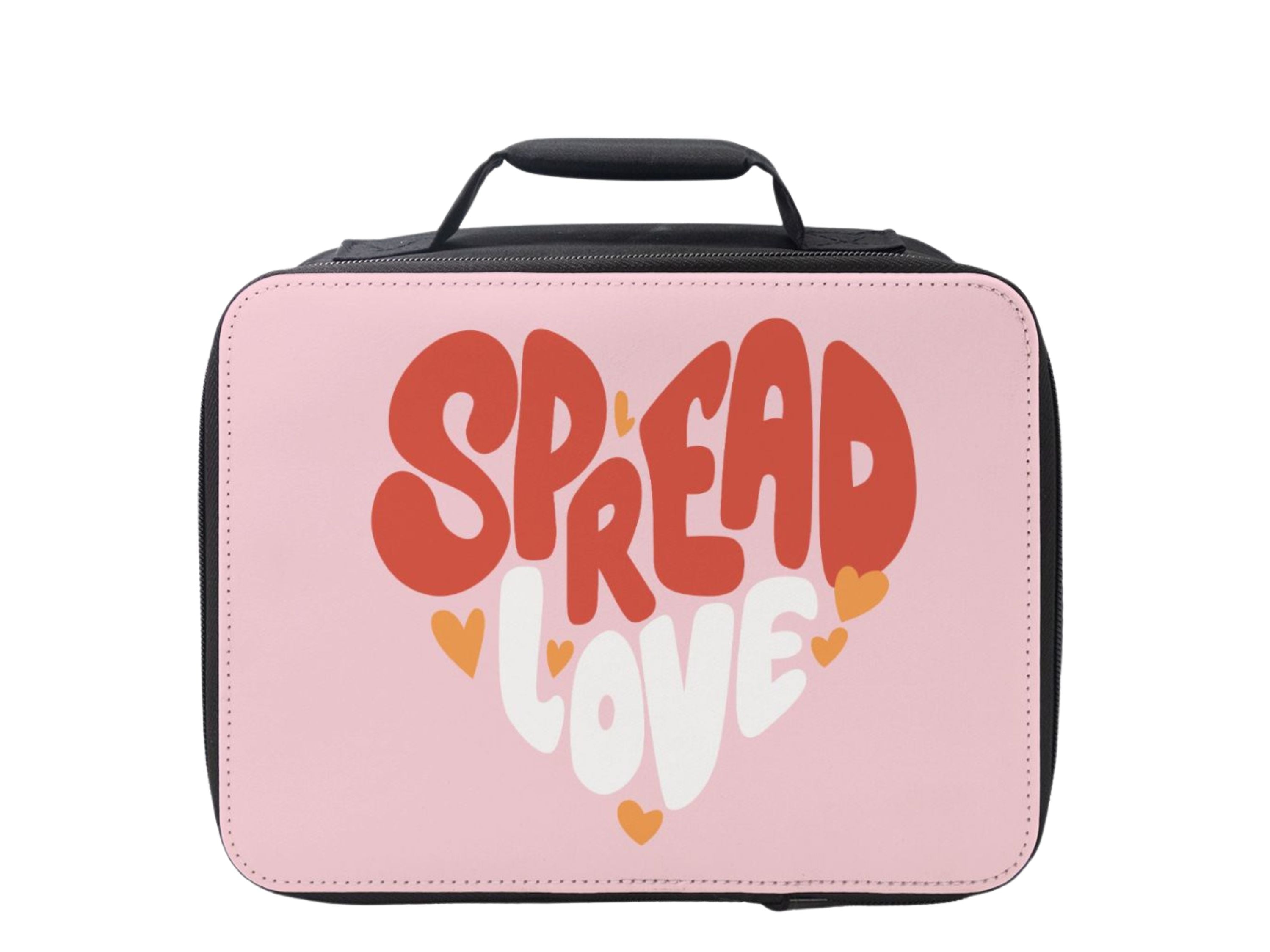 Colorful Spread Love Reusable Lunch Bag featuring inspiring quotes, perfect for girls.