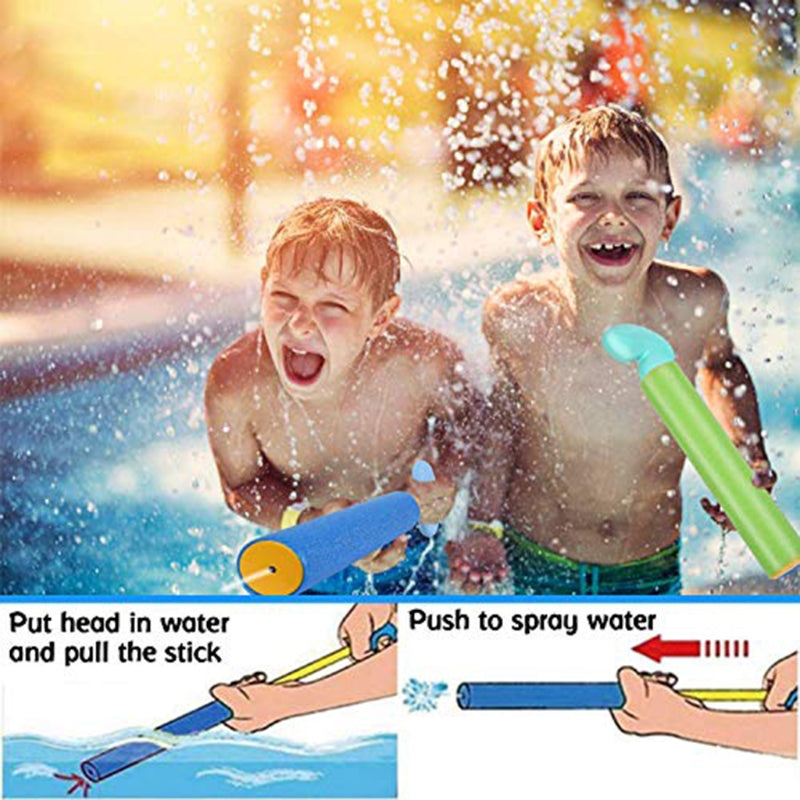 Colorful Summer Beach Straight Play Water Toys including six water guns in a net bag, perfect for outdoor fun.