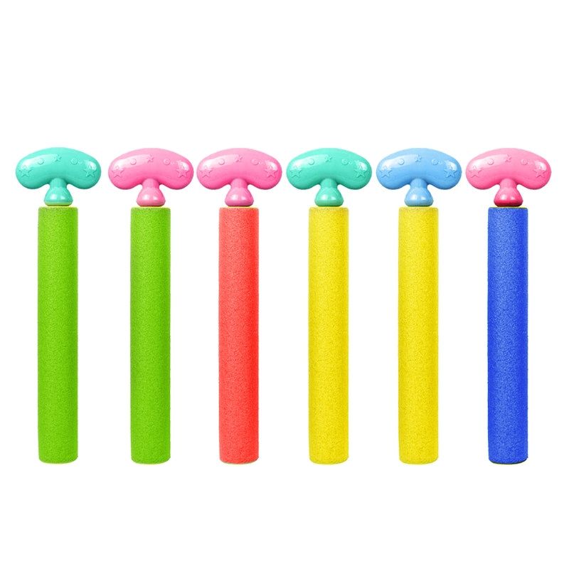 Colorful Summer Beach Straight Play Water Toys including six water guns in a net bag, perfect for outdoor fun.