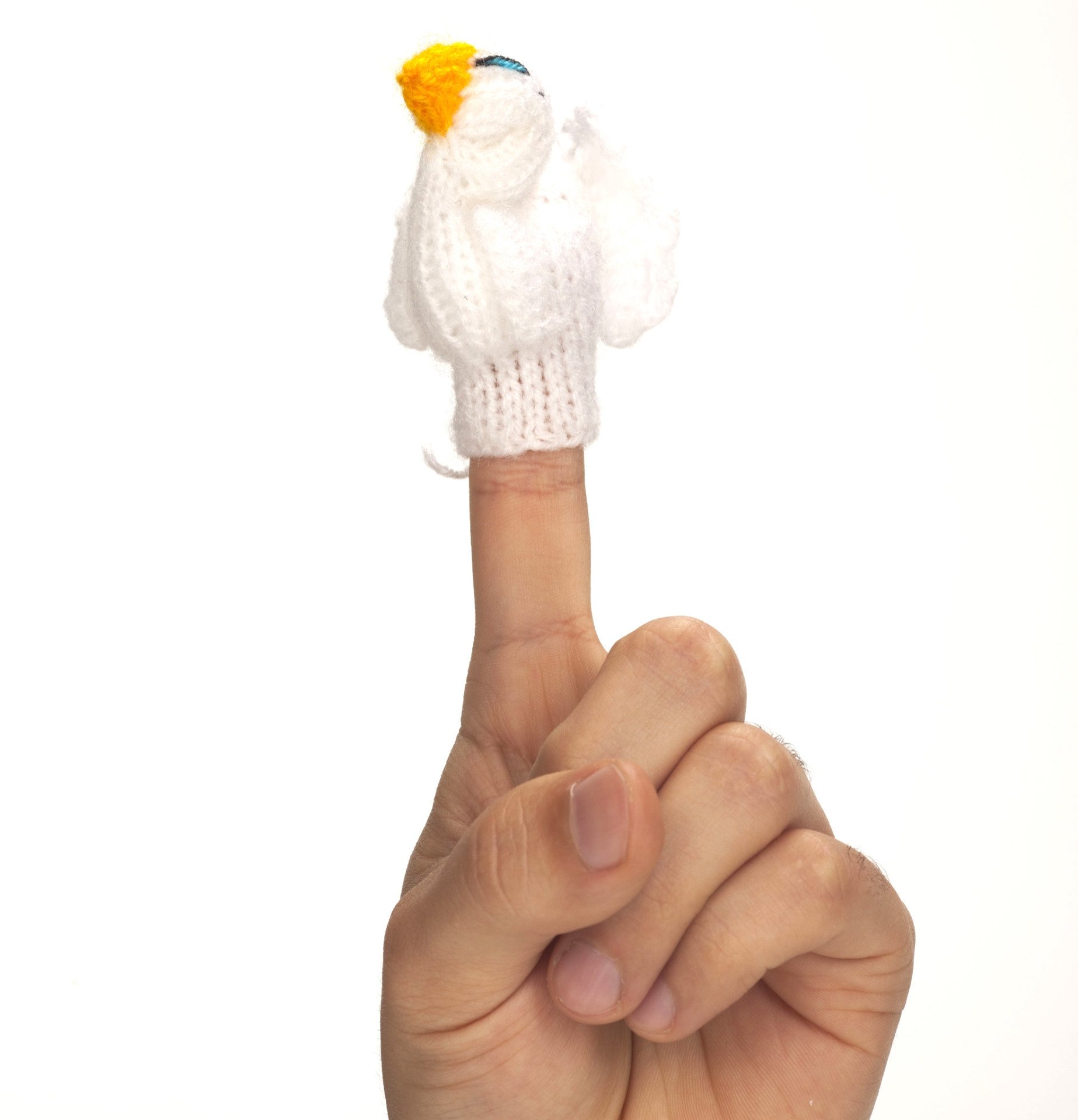 Handcrafted Swan Finger Puppet made from eco-friendly materials, showcasing unique colors and designs by Peruvian artisans.