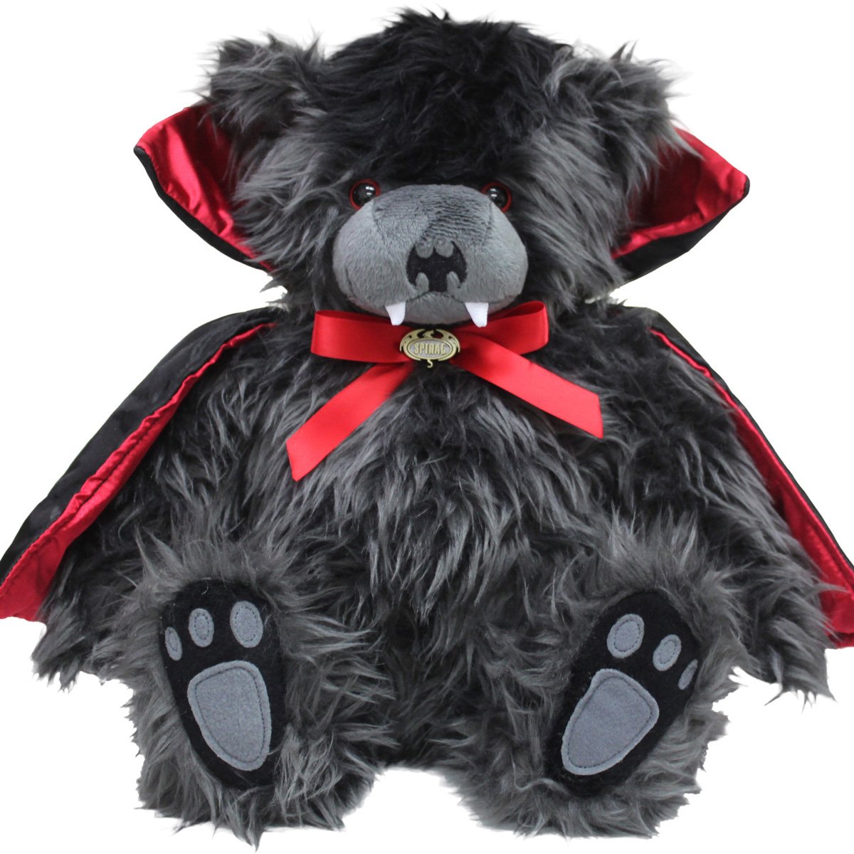 TED THE IMPALER teddy bear, 12-inch plush toy with fanged face and stitched bat nose, perfect for collectors and spooky enthusiasts.