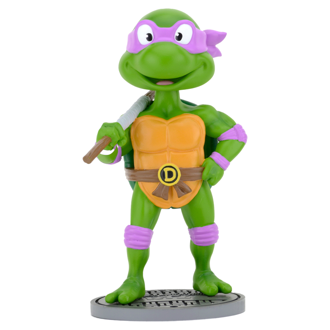 Teenage Mutant Ninja Turtles Donatello Bobblehead, 6.5 inches tall, hand-painted with bo staff, in collectible packaging.