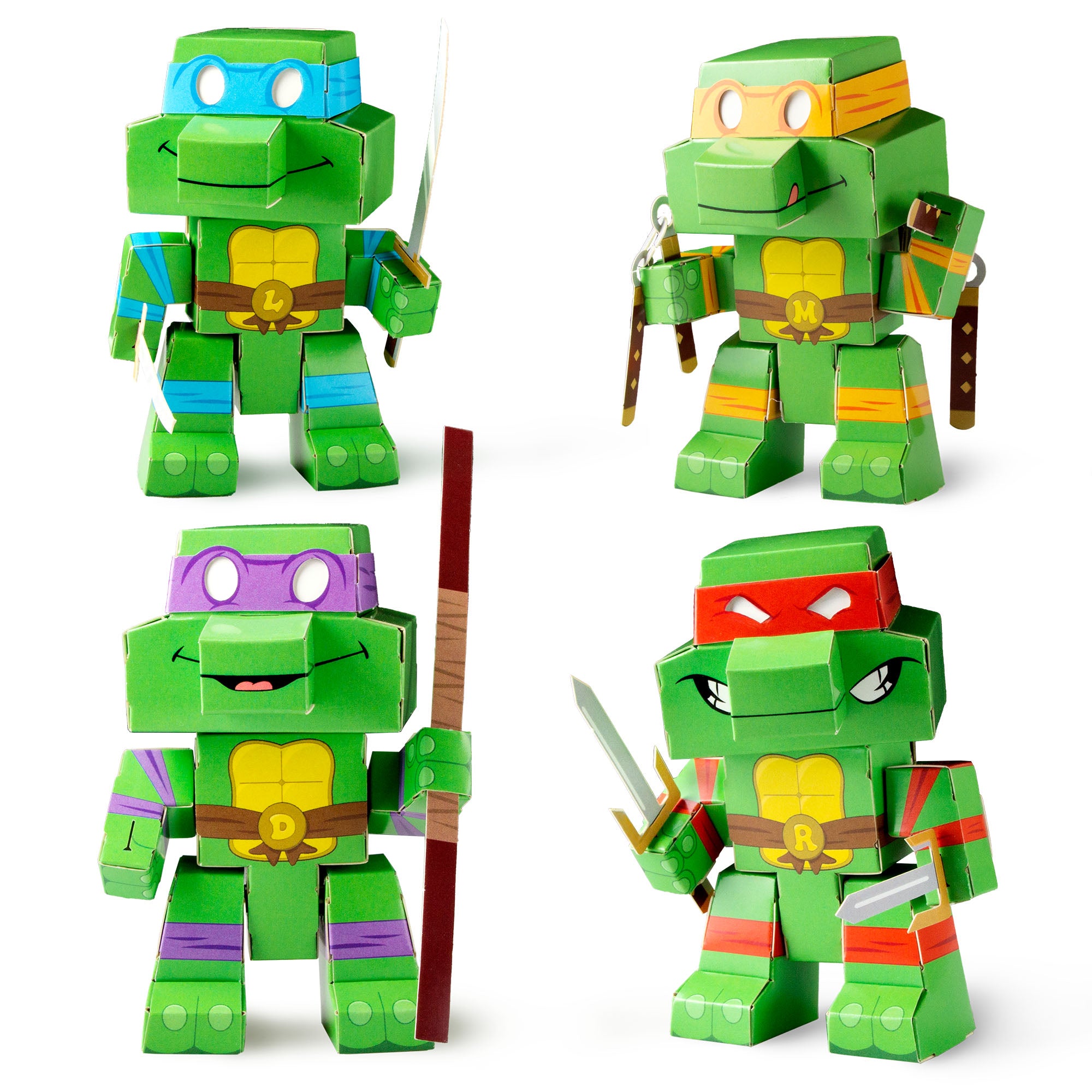 Teenage Mutant Ninja Turtles Set featuring Leonardo, Michelangelo, and Donatello in a colorful paper craft design.