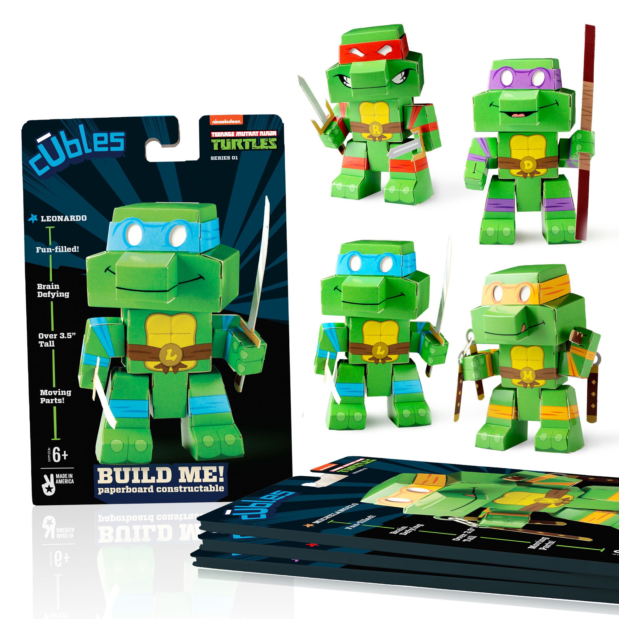 Teenage Mutant Ninja Turtles Set featuring Leonardo, Michelangelo, and Donatello in a colorful paper craft design.