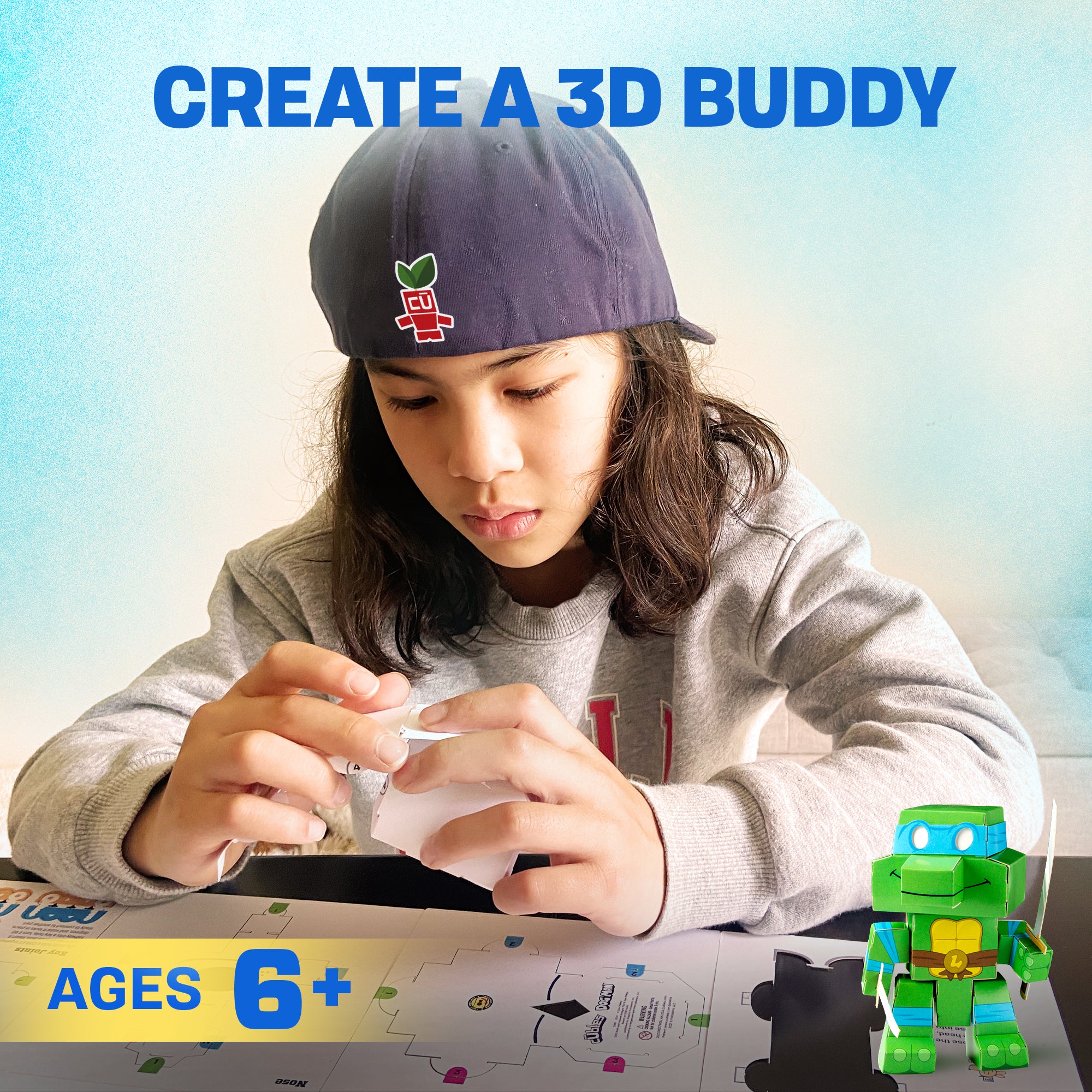 Teenage Mutant Ninja Turtles Set featuring Leonardo, Michelangelo, and Donatello in a colorful paper craft design.