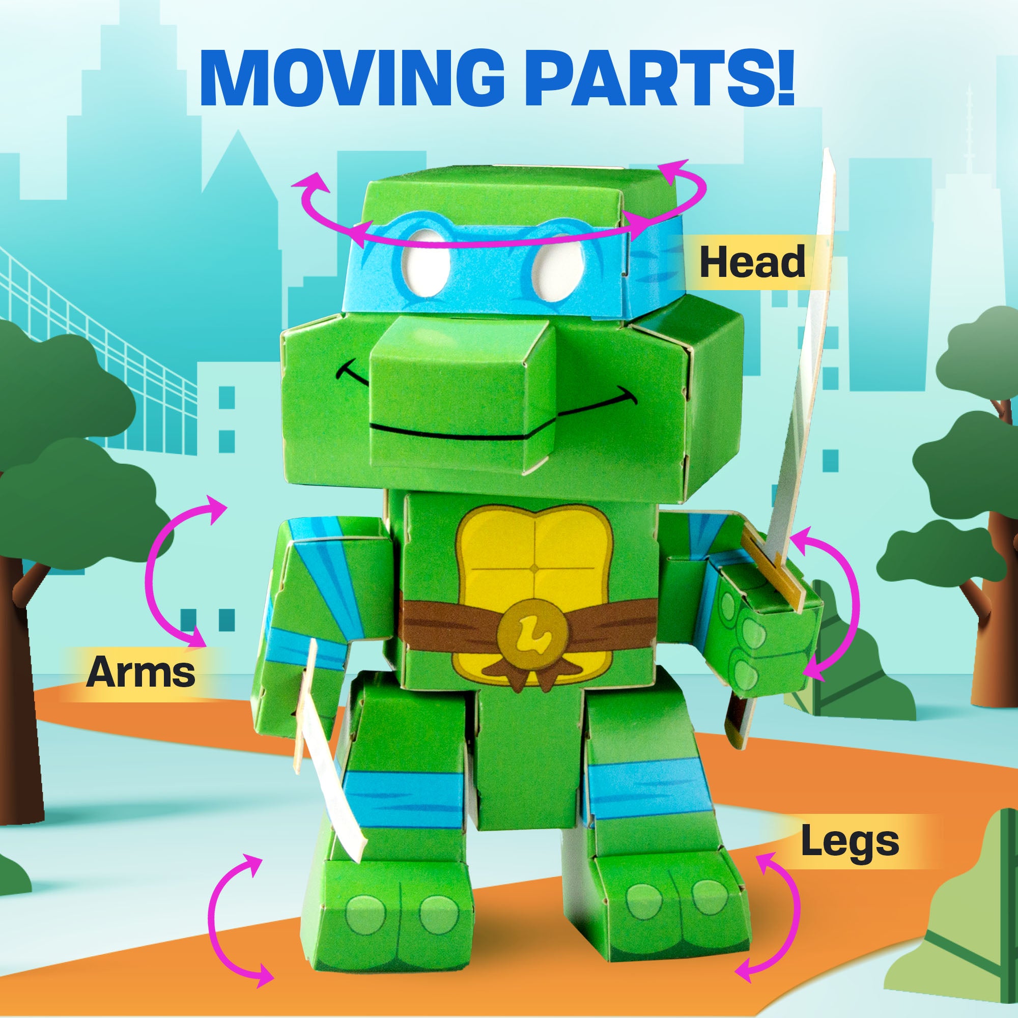 Teenage Mutant Ninja Turtles Set featuring Leonardo, Michelangelo, and Donatello in a colorful paper craft design.