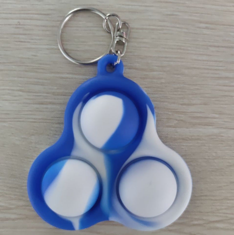 Three Finger Bubble Silicone Key Chain in vibrant colors, designed for stress relief and fun, featuring three finger bubbles for popping.