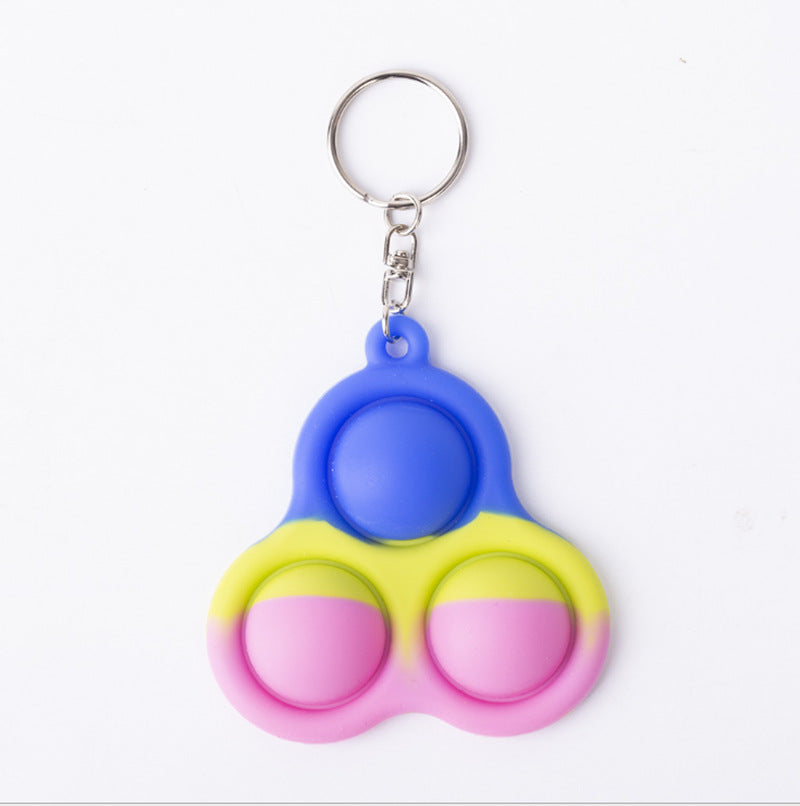 Three Finger Bubble Silicone Key Chain in vibrant colors, designed for stress relief and fun, featuring three finger bubbles for popping.