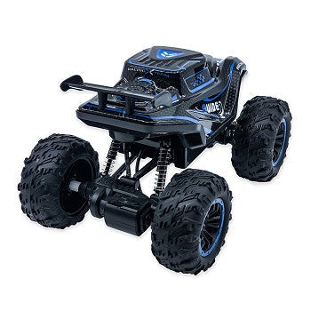 Timber Rover Off-Road RC Monster Truck in vibrant red, showcasing oversized wheels and illuminated features.