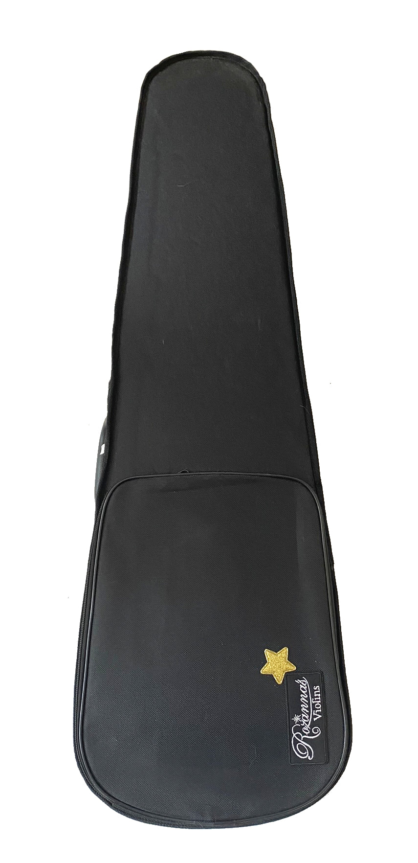 Twinkle Star Violin Outfit, 1/2 with stars and moon design, featuring crystals and a matching blue bow.