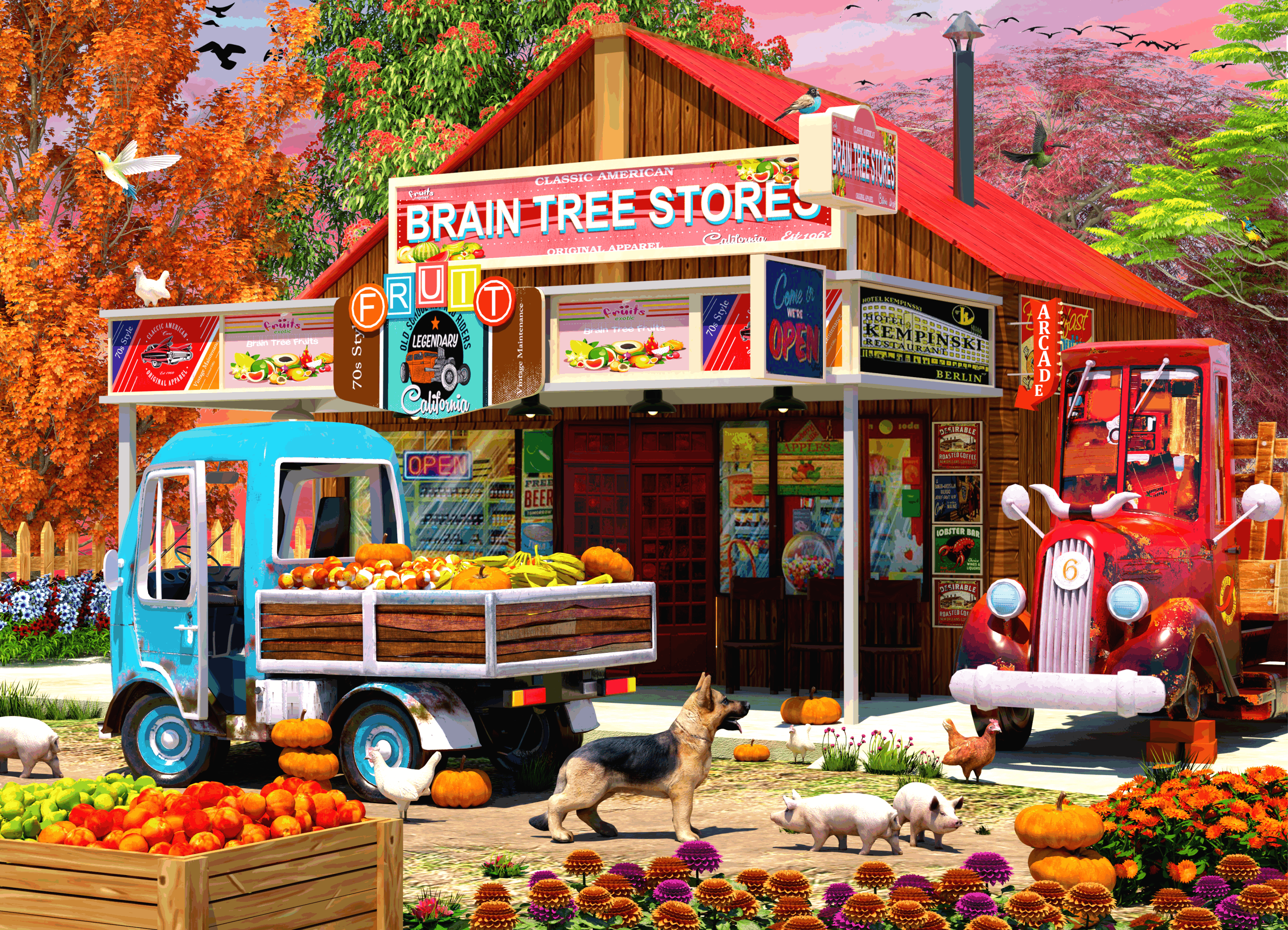 A beautifully crafted 1000 piece jigsaw puzzle featuring a vibrant vintage store scene, showcasing intricate details and colors.