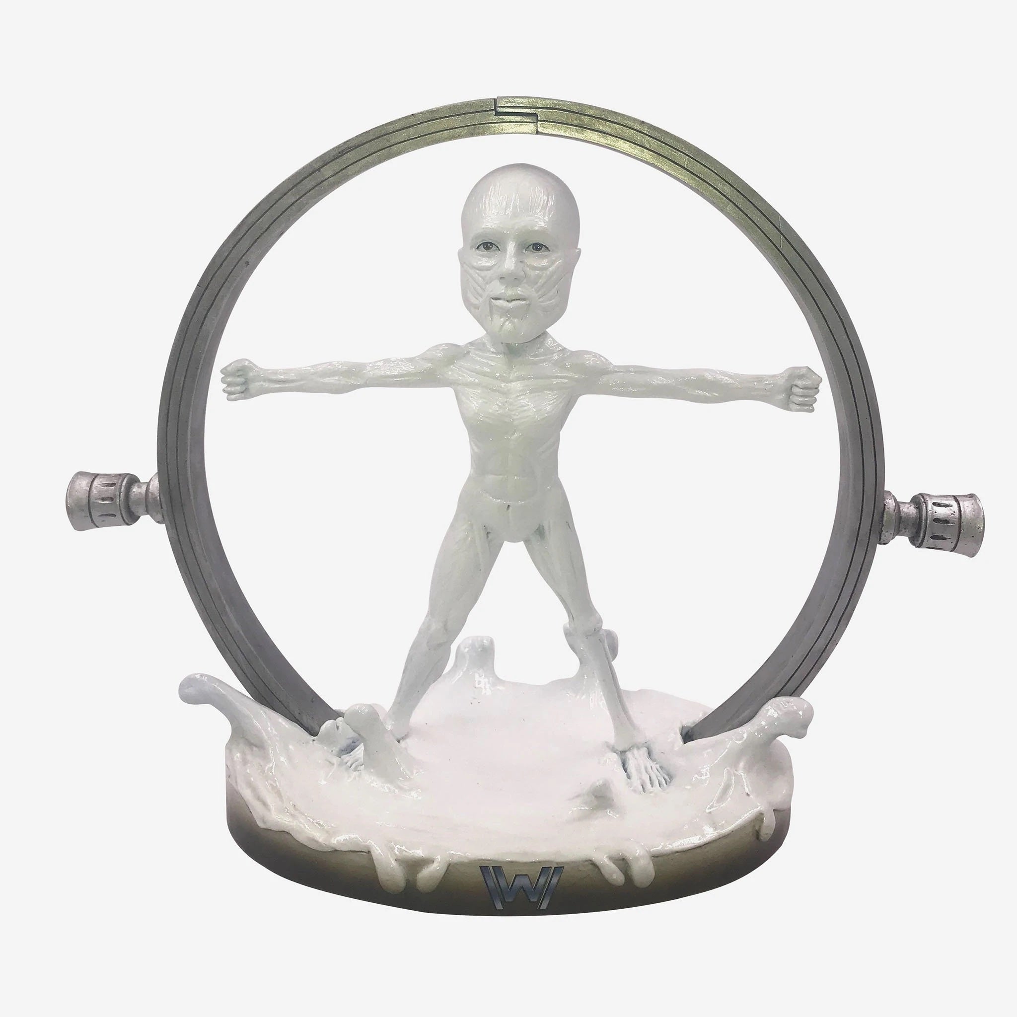 Westworld White Body Bobblehead featuring a host in a laboratory machine with a water textured base and metal backdrop.