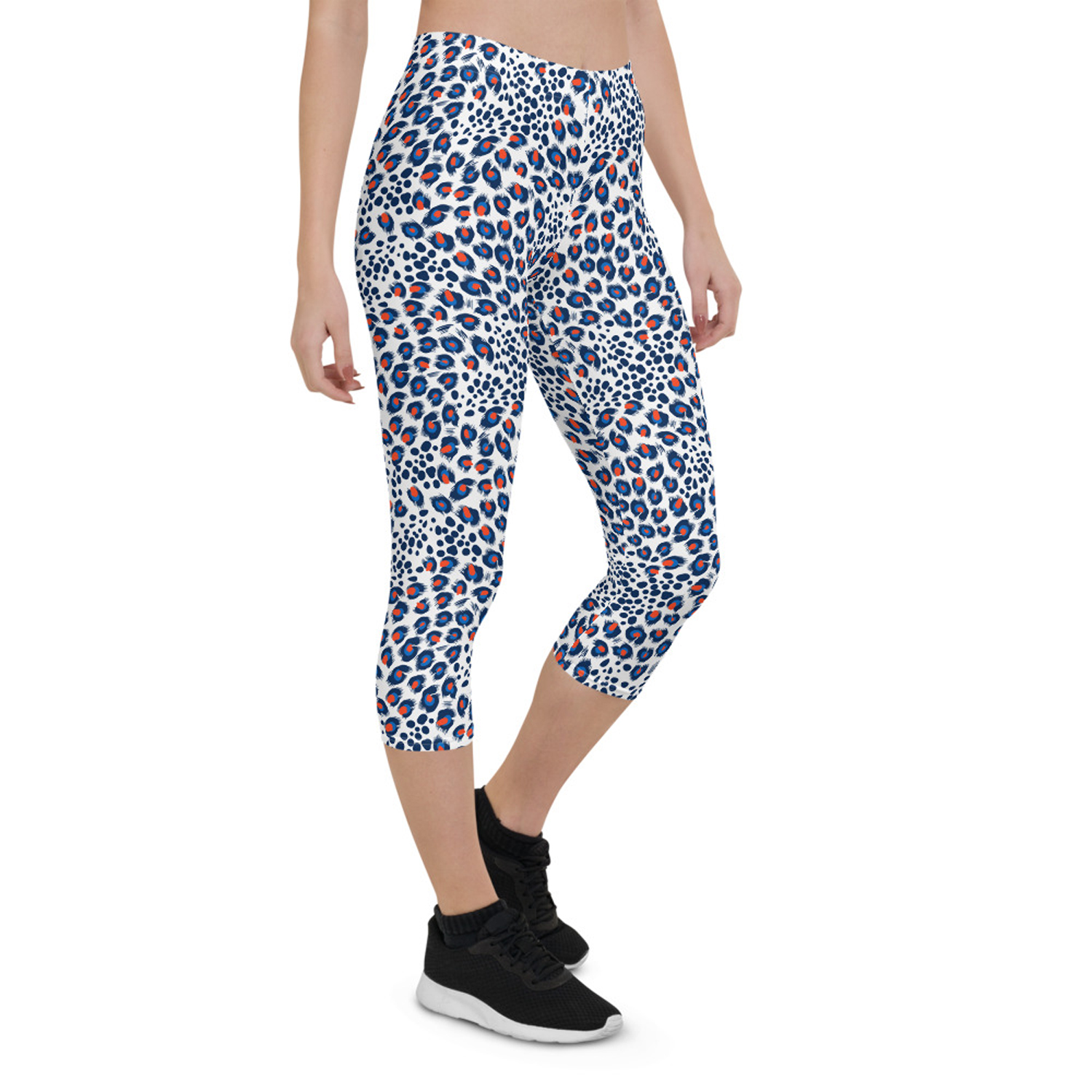 Animal Spots Capri Leggings for Women featuring unique graphic designs, perfect for workouts and casual wear.