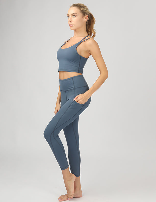 High Waisted Active Leggings in black with side pockets, showcasing 4-way stretch fabric and a flattering fit.