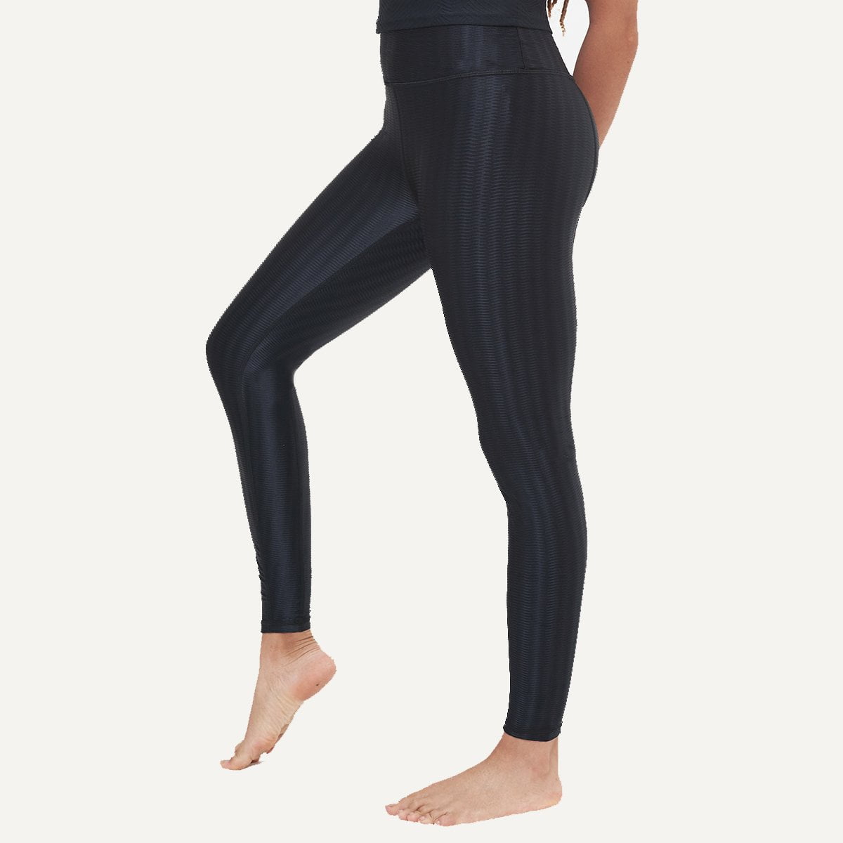 Hi-Rise Leggings in Black Zap Pattern, showcasing a stylish design with a high-rise fit, perfect for workouts and casual wear.