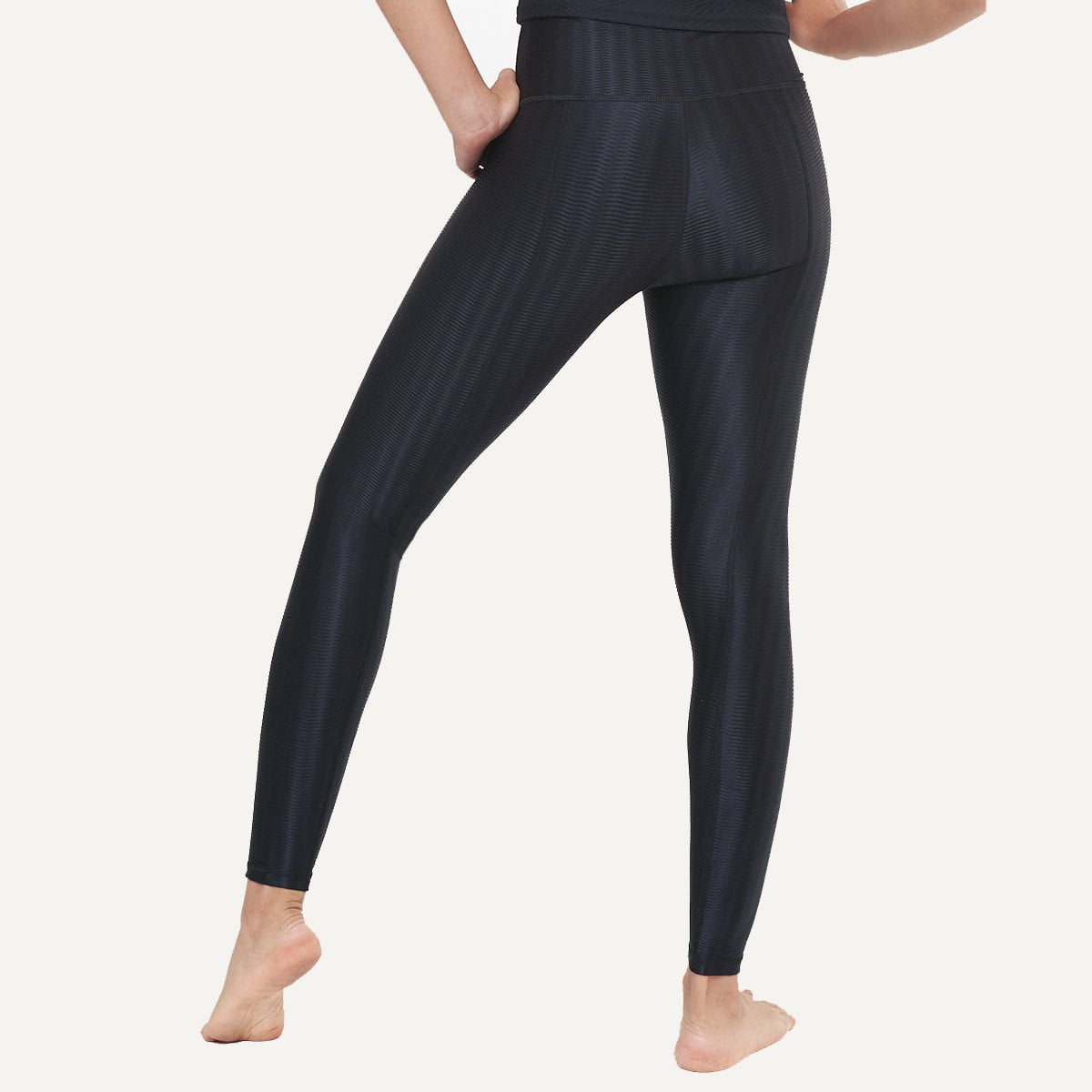 Hi-Rise Leggings in Black Zap Pattern, showcasing a stylish design with a high-rise fit, perfect for workouts and casual wear.