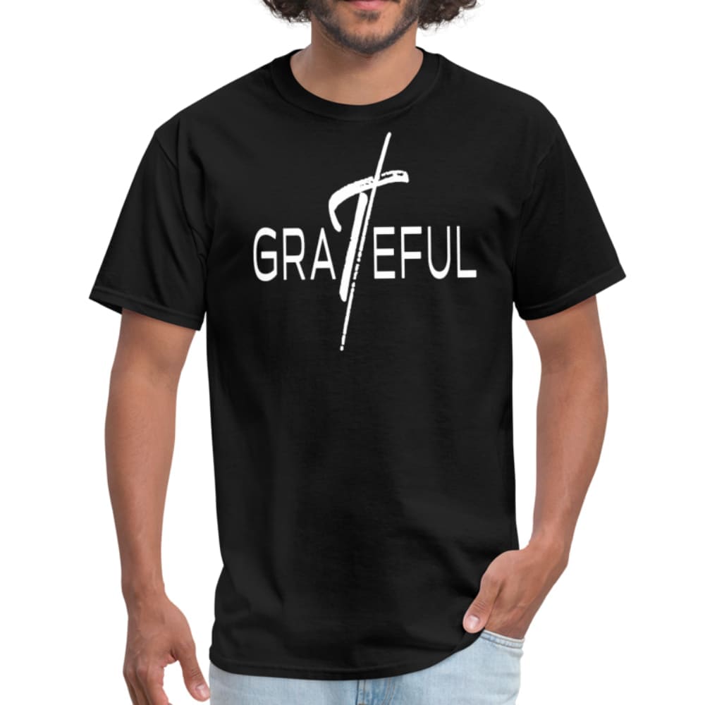 Mens Grateful Graphic Tee made from 100% pre-shrunk cotton, featuring a stylish graphic design and double-stitched seams for durability.