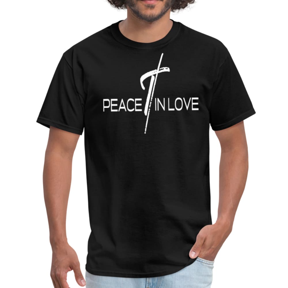 Men's T-shirt featuring a Peace In Love graphic design, showcasing a stylish and comfortable fit.