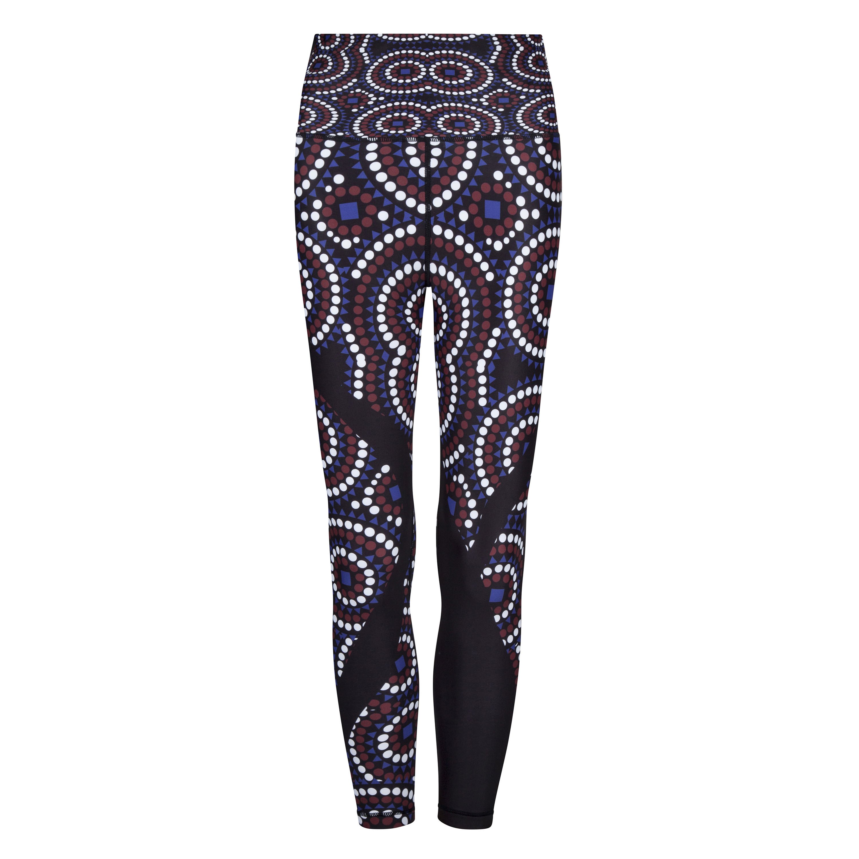 TYNA Signature On Black Vibrant Leggings featuring unique ethnic-inspired print in vibrant colors.