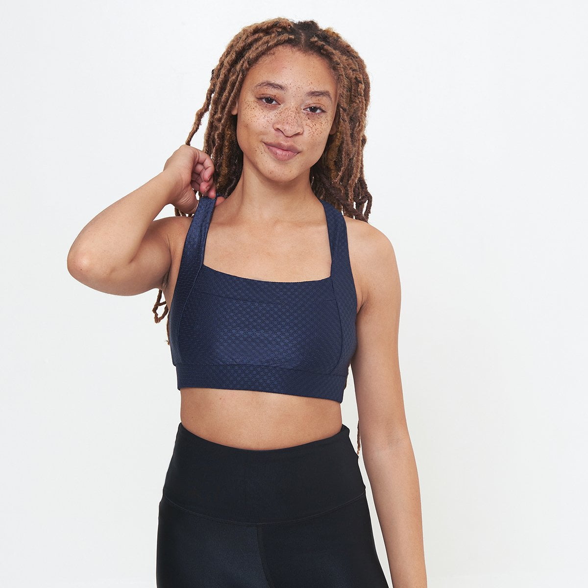 Main Square Neck Performance Bralette -Midnight Circles Pattern image