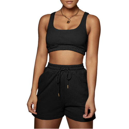 Women Yoga Seamless Workout Gym Light Shorts with Sports Bra Kit, featuring a stylish crop top and elastic band shorts in a vibrant color.