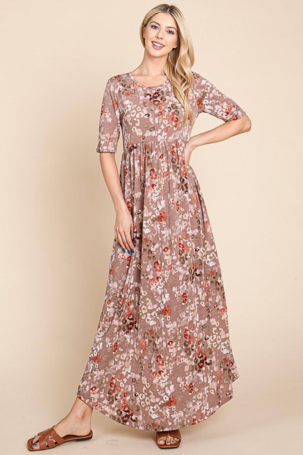 Main BOMBOM Printed Shirred Maxi Dress image