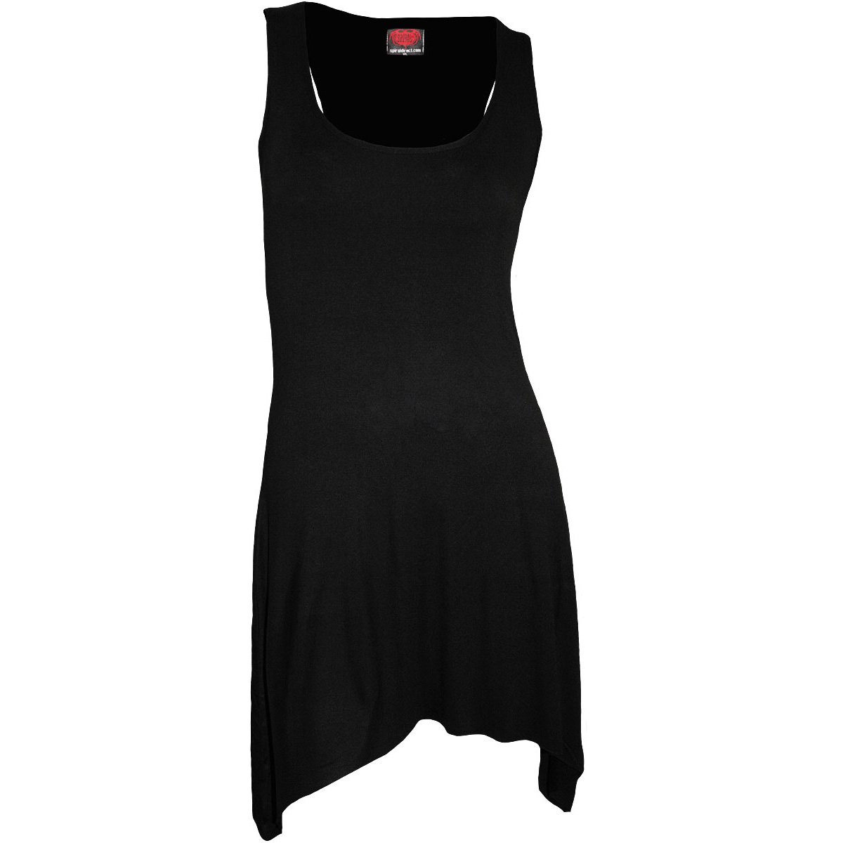 Black Gothic Elegance camisole dress featuring a soft viscose blend, showcasing a stylish and edgy design perfect for gothic fashion lovers.