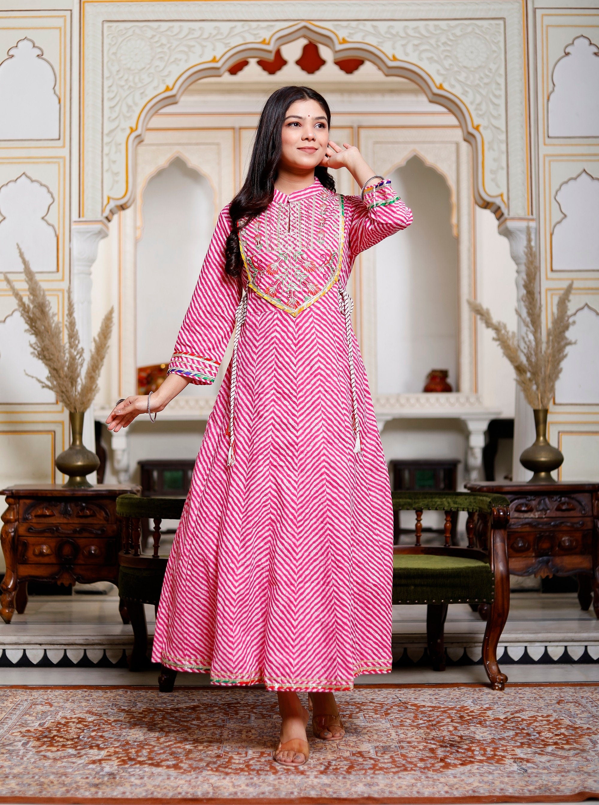 Main Indian Handmade Traditional Designers Wedding Party Wear Heavy Cotton image