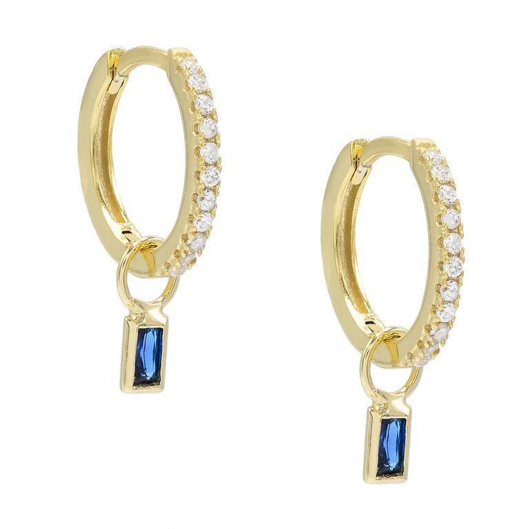 Elegant Pave Mini Sapphire Stud Earrings set in 18K Gold, showcasing a beautiful design with sparkling sapphires.