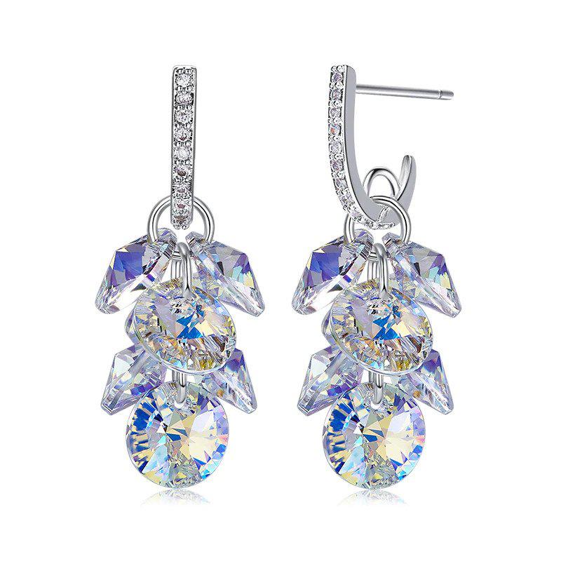 Swarovski Crystals Aurora Borealis Grape Bunch Drop Earrings featuring gold-plated mounts and sparkling crystals in a grape bunch design.